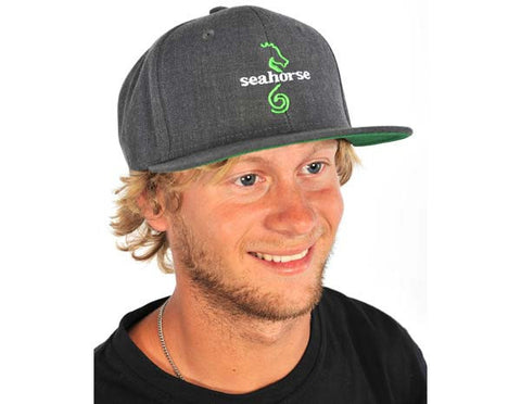 Grey Seahorse Waterskiing Snapback Cap Green Logo